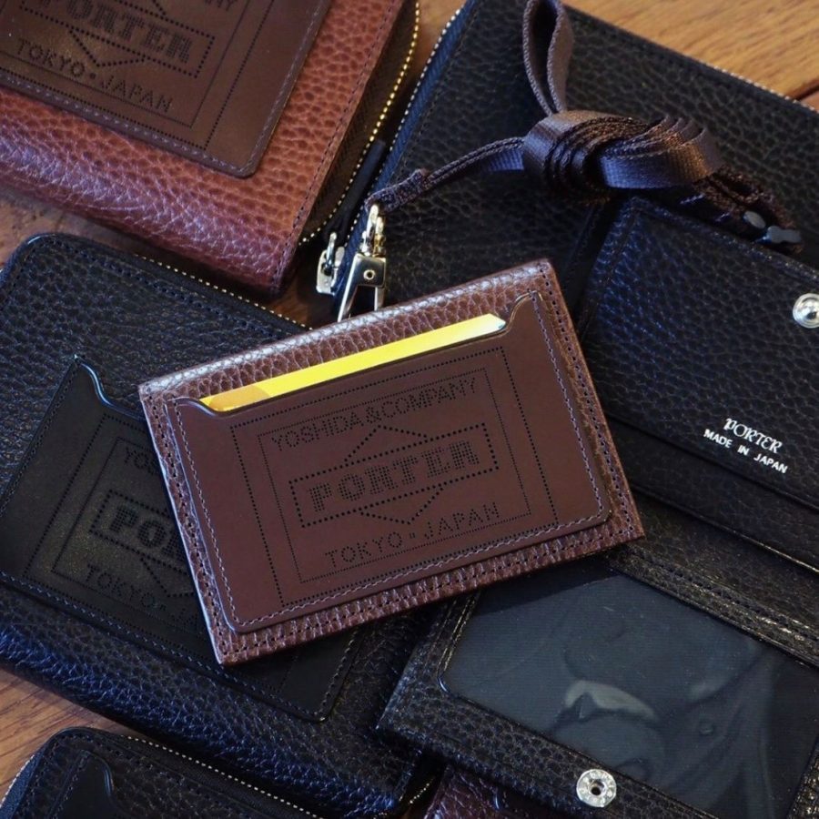 PORTER METRO シュリンクレザー 二つ折り財布 シボ革 薄型 黒 ポーター